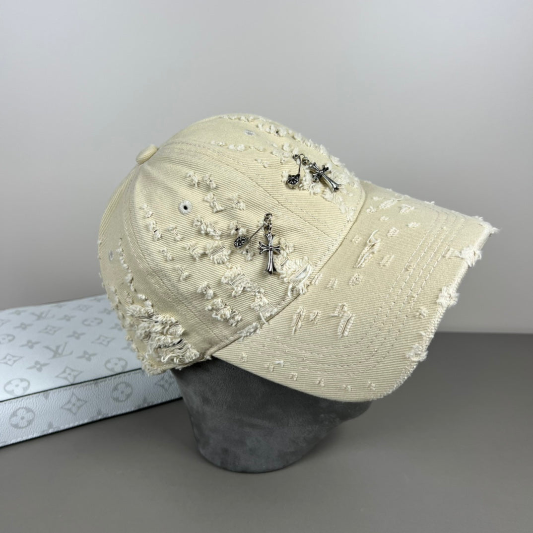 Chrome Hearts Distressed, Ripped Baseball Cap