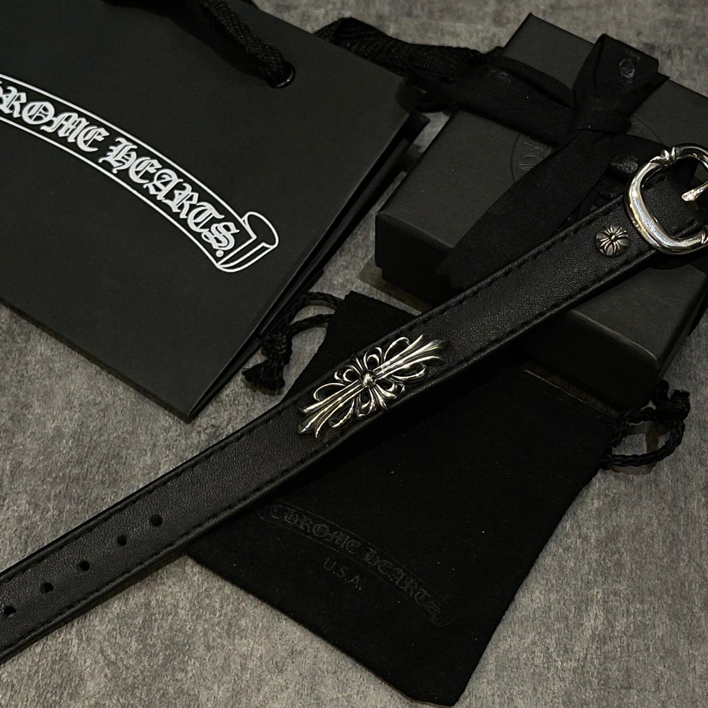 Chrome Hearts Iris Leather Bracelet