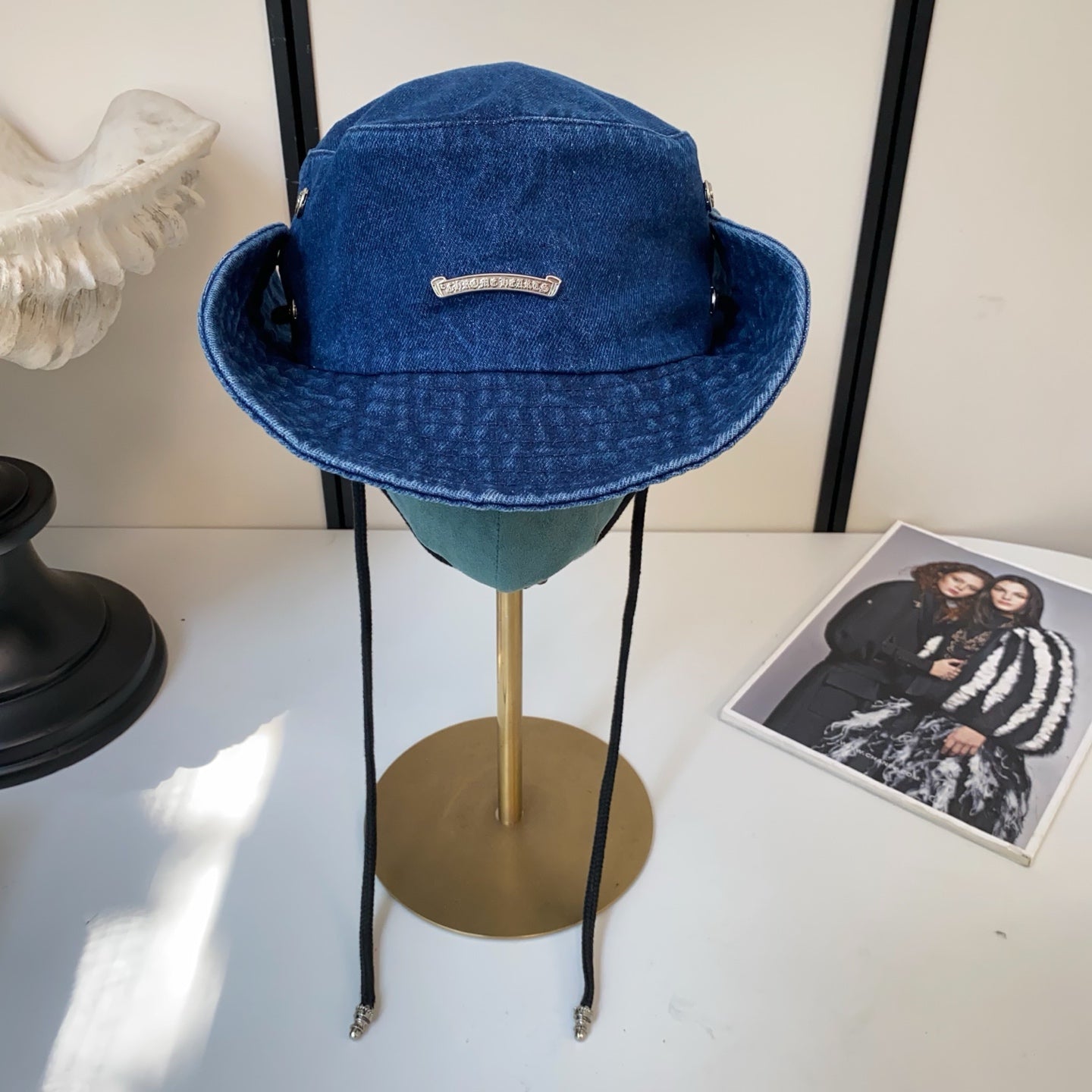 Chrome Hearts Denim Drawstring Bucket Hat