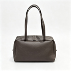 The Row Astra Small Boston Bag | 30cm Pebbled Lambskin Barrel Bag | Sage Green Leather Handbag