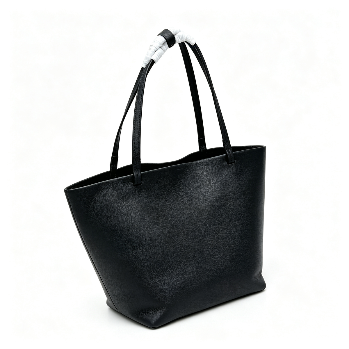 The Row Park Tote Three Large Leather Tote Bag | Elephant Grey Pebbled Leather Handbag with Matching Pouch | Women's Designer Commuter Bag