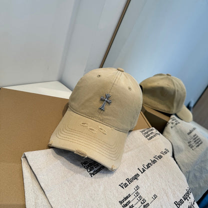 Chrome Hearts Khaki Washed, Distressed Baseball Cap