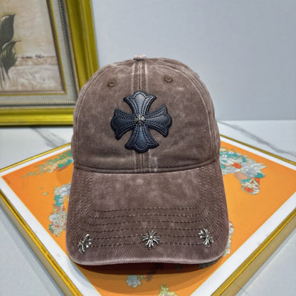 Chrome Hearts Brown Washed, Distressed Baseball Cap