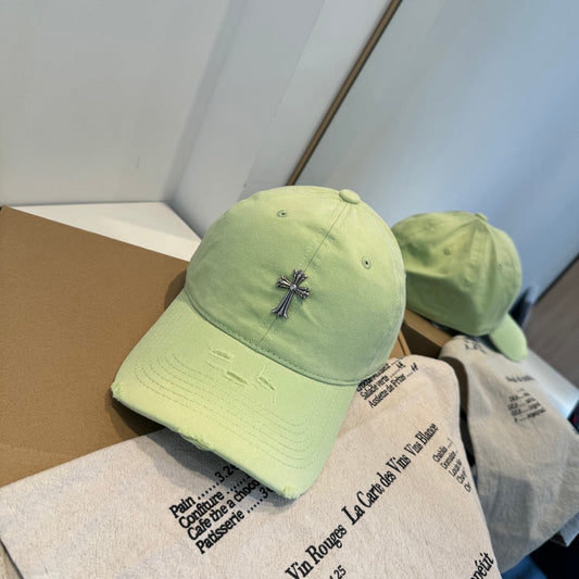 Chrome Hearts Light Green Washed & Distressed Baseball Cap