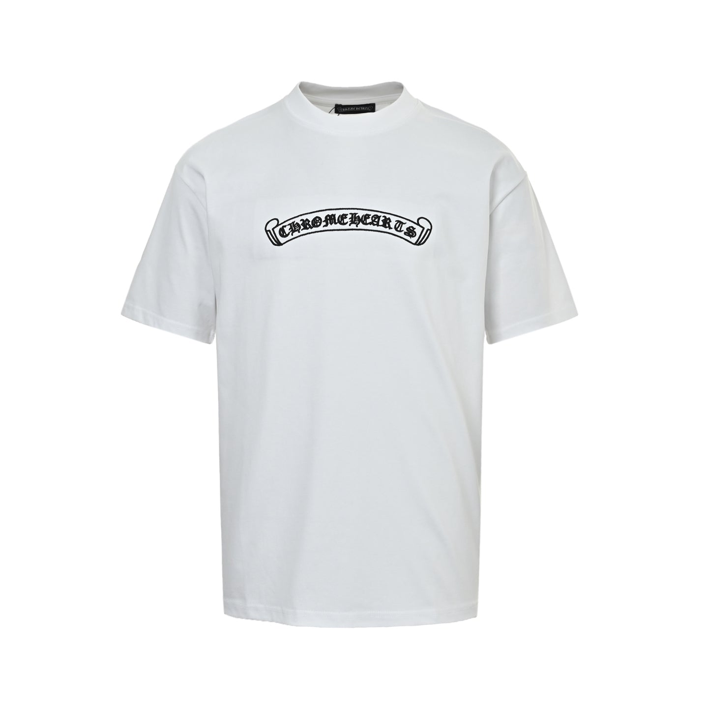 Chrome Hearts Men's White Cotton T-Shirt - Classic Banner Logo Crewneck Tee