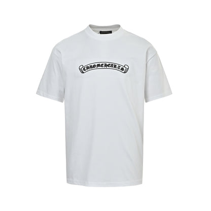 Chrome Hearts Men's White Cotton T-Shirt - Classic Banner Logo Crewneck Tee