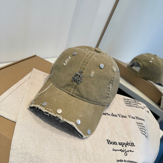 Chrome Hearts Khaki Washed, Distressed Baseball Cap