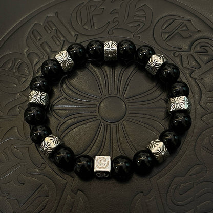 Chrome Hearts Black Onyx Beaded Bracelet