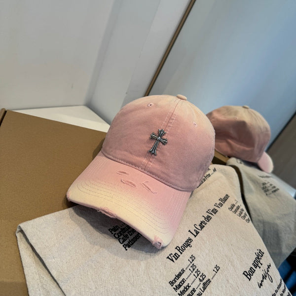 Chrome Hearts Gradient Metal Cross Soft-Top Baseball Cap