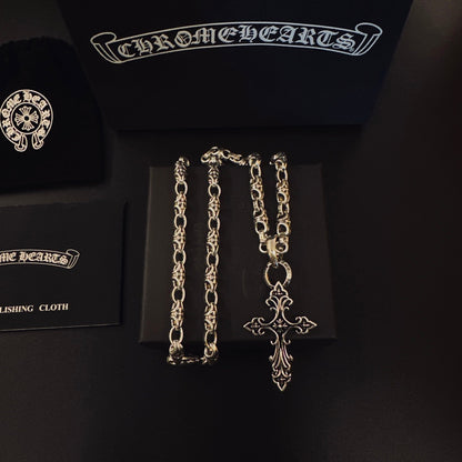 Chrome Hearts Large Baroque-Style Cross Necklace