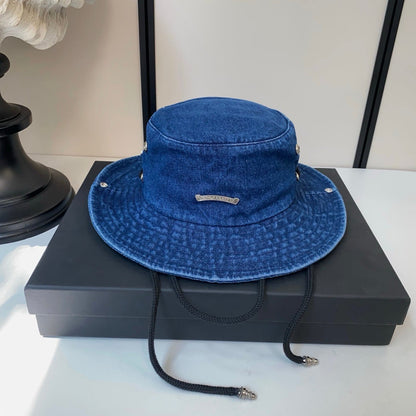 Chrome Hearts Denim Drawstring Bucket Hat
