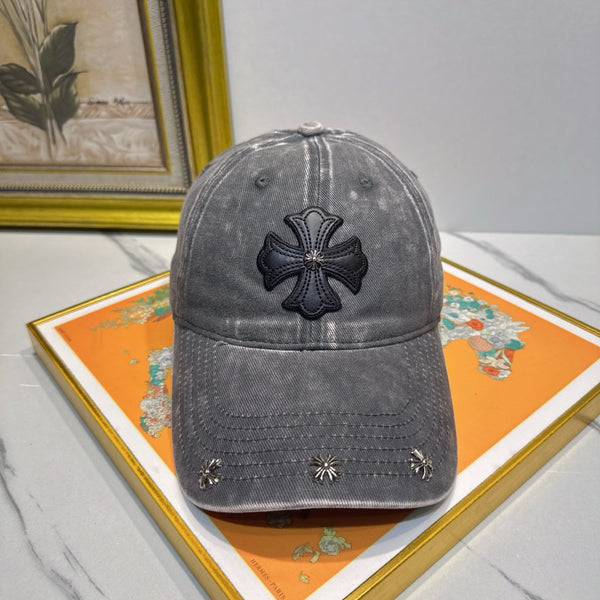 Chrome Hearts Grey Washed, Distressed Baseball Cap
