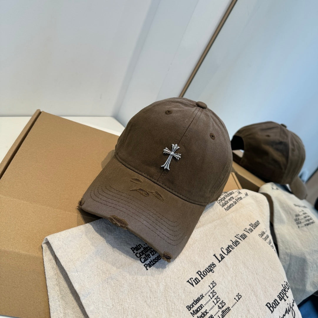 Chrome Hearts Brown Washed, Distressed Baseball Cap