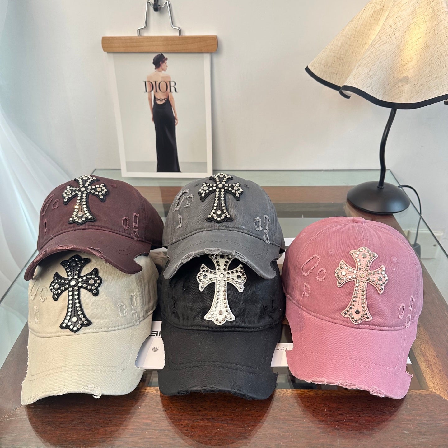 Chrome Hearts Black Distressed, Ripped Baseball Cap