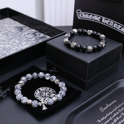 Chrome Hearts Black Onyx Beaded Bracelet