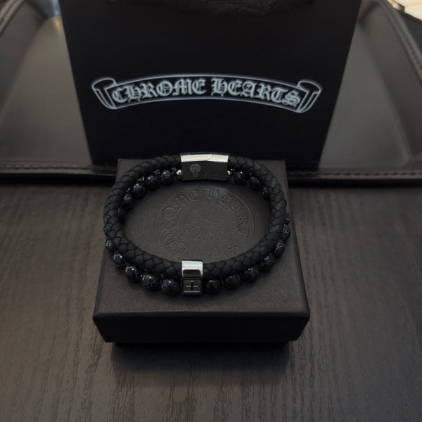 Chrome Hearts Black Onyx Beaded Bracelet