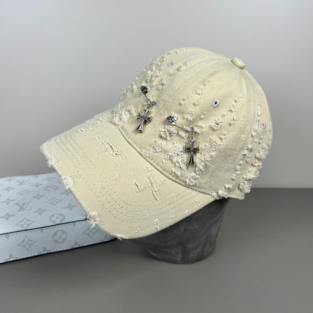 Chrome Hearts Distressed, Ripped Baseball Cap