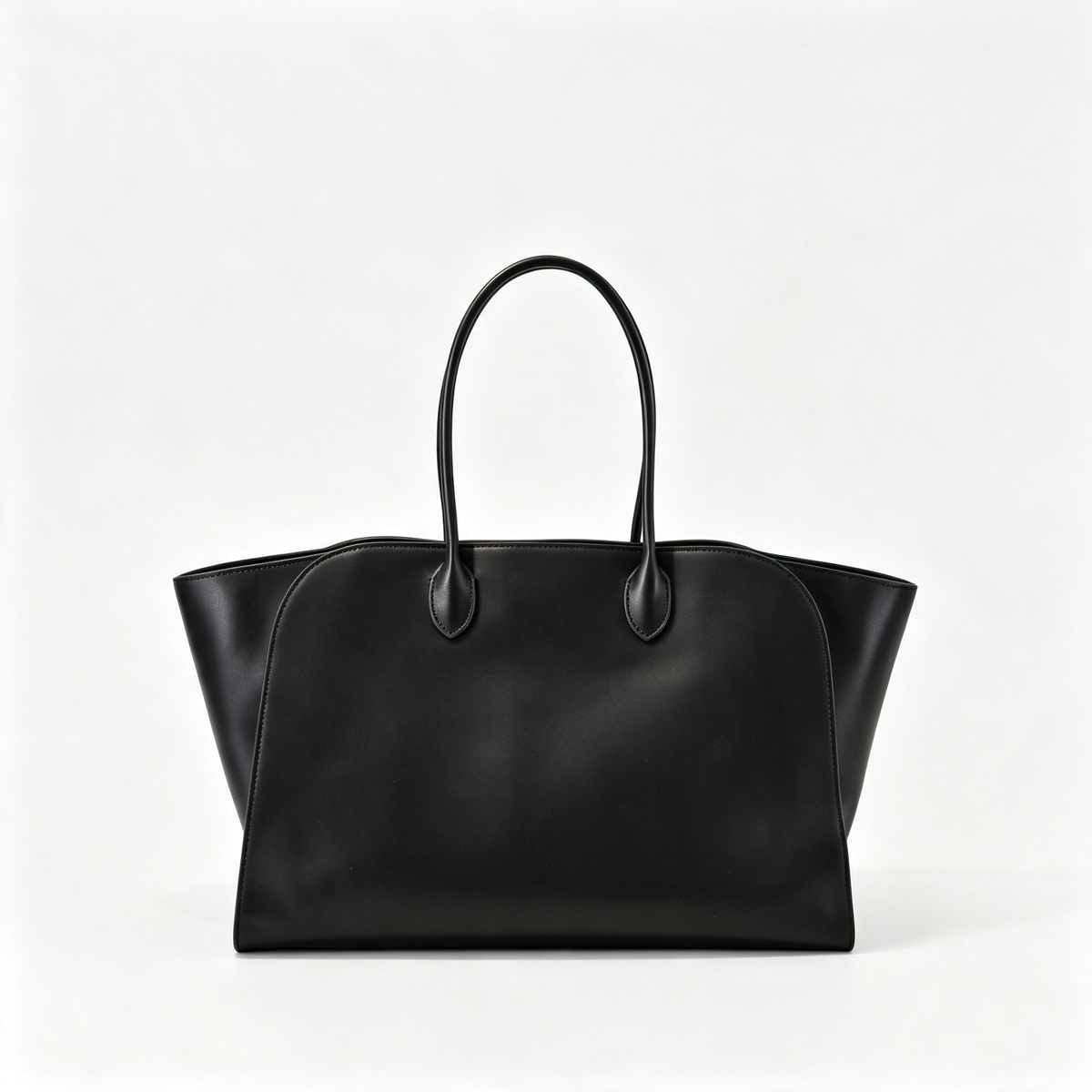 The Row Marlo 12 Leather Tote Bag | 43cm Smooth Calfskin Large Handbag | Dark Brown Structured Commuter Tote
