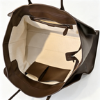 The Row Marlo 12 Leather Tote Bag | 43cm Smooth Calfskin Large Handbag | Dark Brown Structured Commuter Tote
