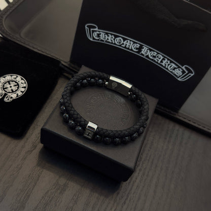Chrome Hearts Black Onyx Beaded Bracelet