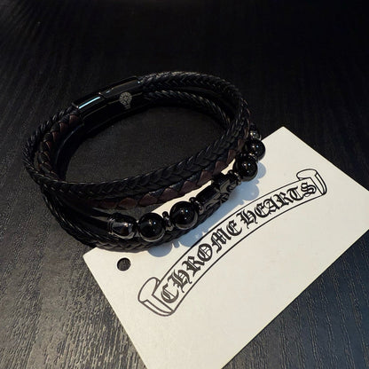 Chrome Hearts' Classic Black Leather Cord Bracelet