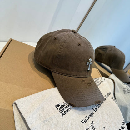Chrome Hearts Brown Washed, Distressed Baseball Cap