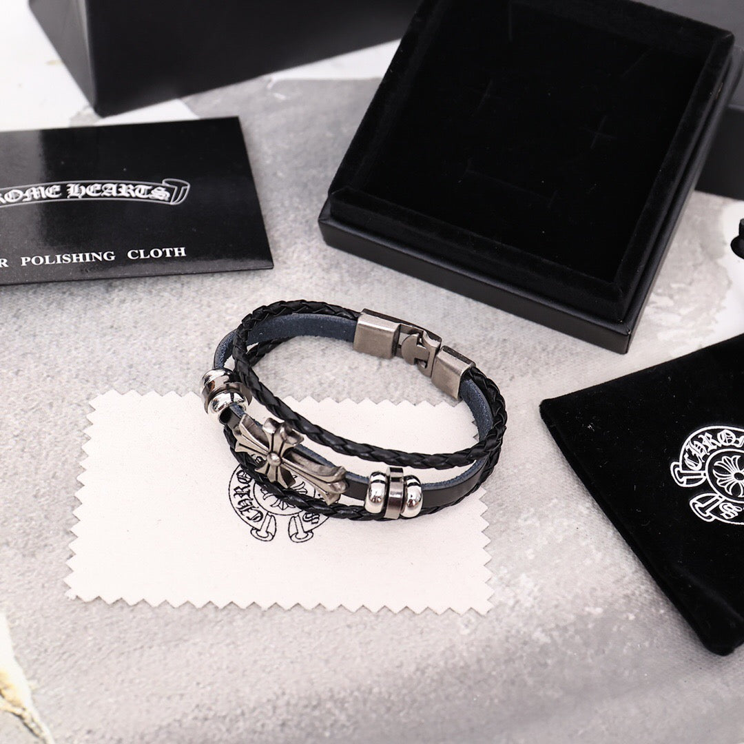 Chrome Hearts' Classic Double-Layer Leather Bracelet