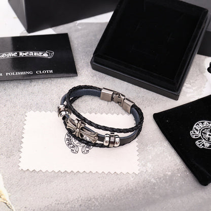 Chrome Hearts' Classic Double-Layer Leather Bracelet