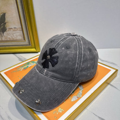 Chrome Hearts Grey Washed, Distressed Baseball Cap