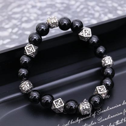 Chrome Hearts Black Onyx Beaded Bracelet