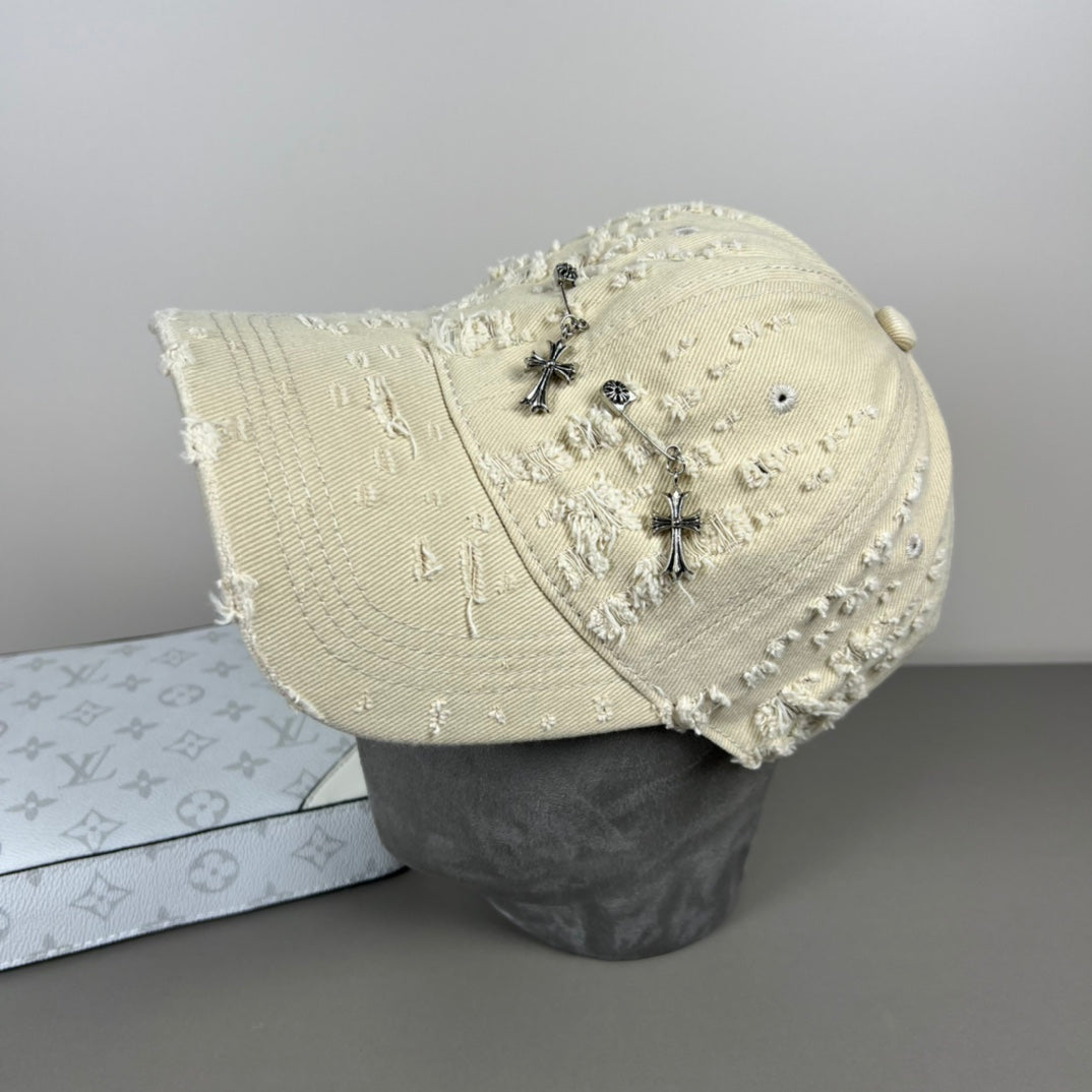 Chrome Hearts Distressed, Ripped Baseball Cap