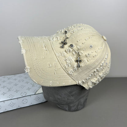 Chrome Hearts Distressed, Ripped Baseball Cap