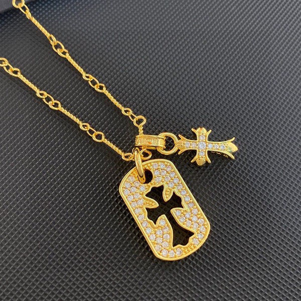 Chrome Hearts-Style Dog Tag Cross Necklace