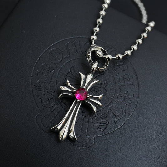 Chrome Hearts Ruby Cross Necklace