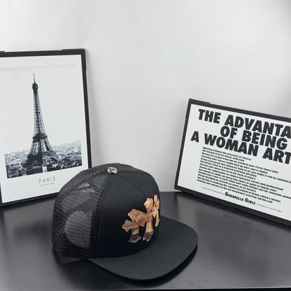 Chrome Hearts Black Camouflage 30-Cross Leather-Patch Mesh Trucker Hat