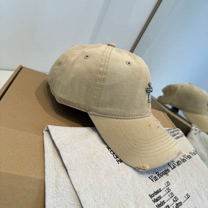 Chrome Hearts Khaki Washed, Distressed Baseball Cap