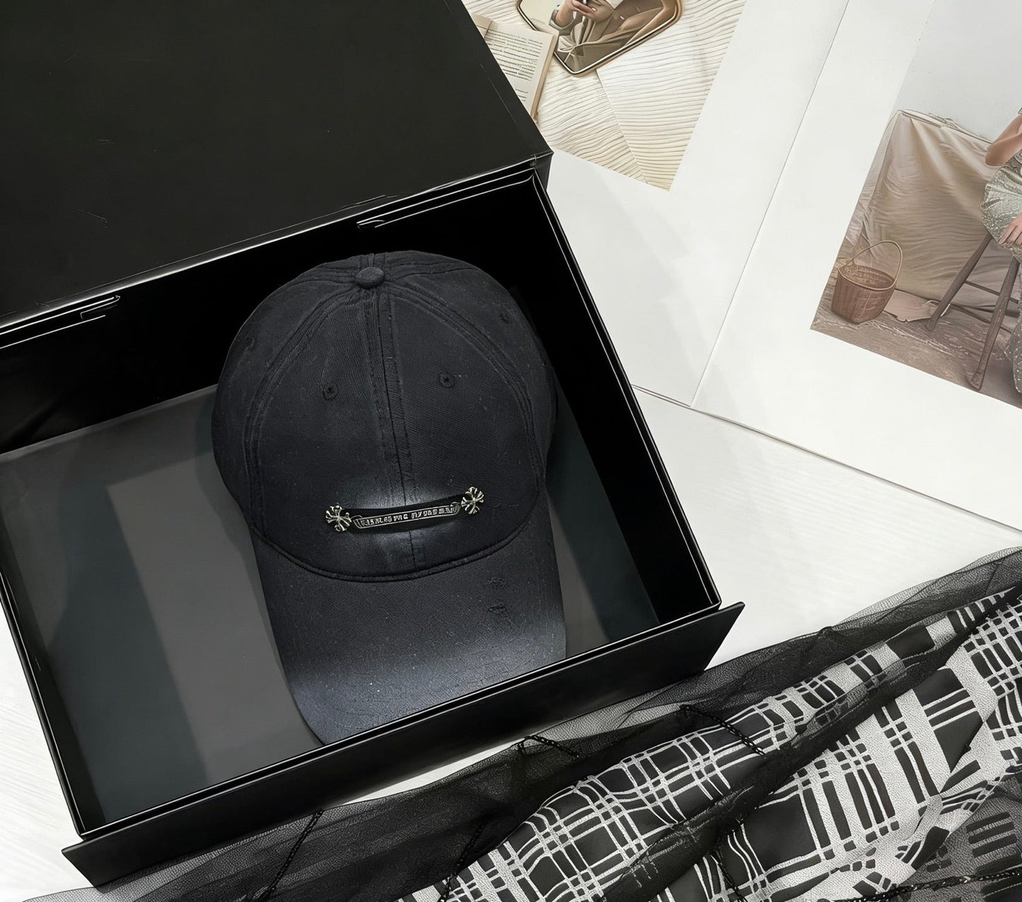 Chrome Hearts Khaki Washed, Distressed Baseball Cap