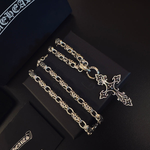 Chrome Hearts Large Baroque-Style Cross Necklace