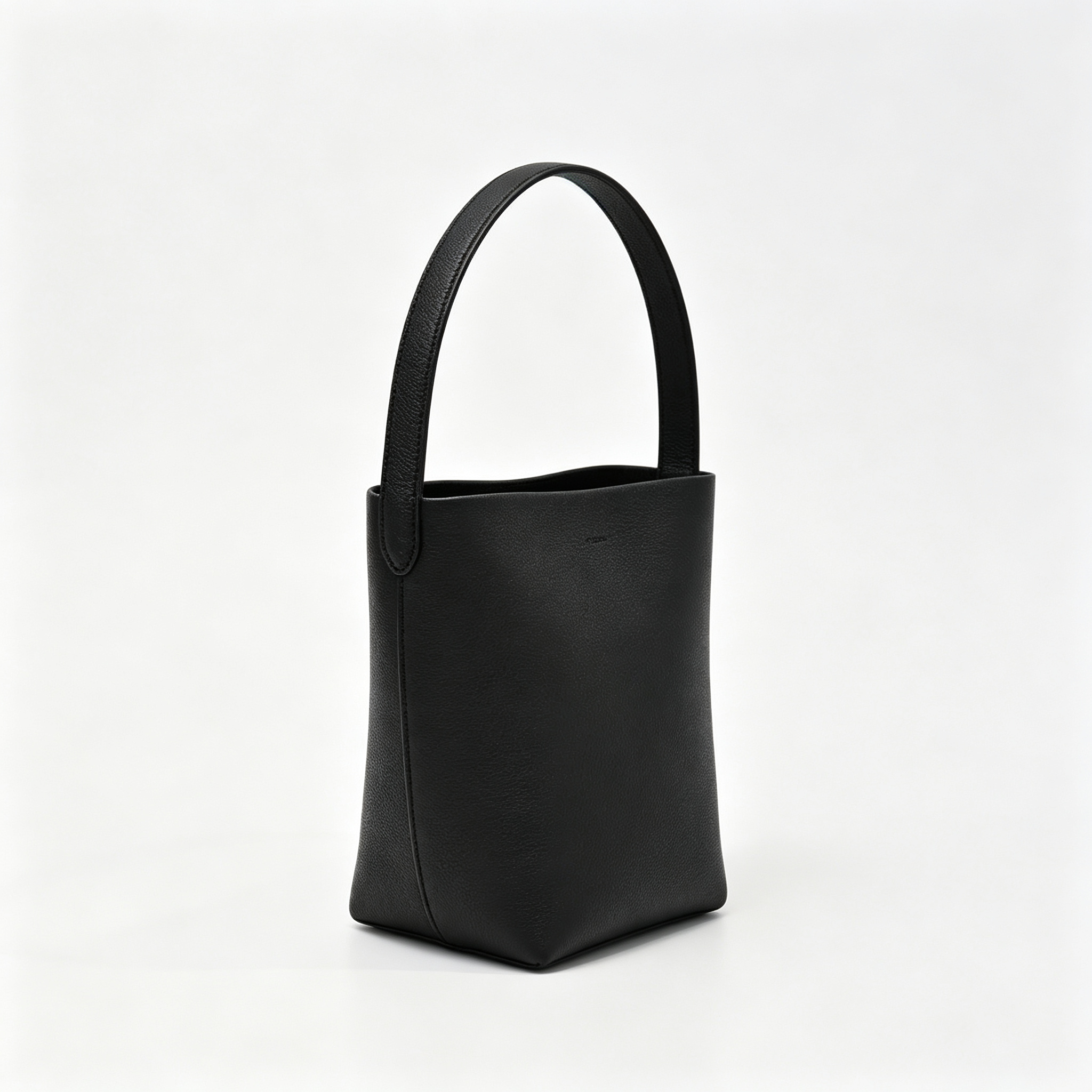 The Row N/S Park Small Tote Bag | 20cm Pebbled Calfskin Bucket Bag | Black Leather Shoulder Tote