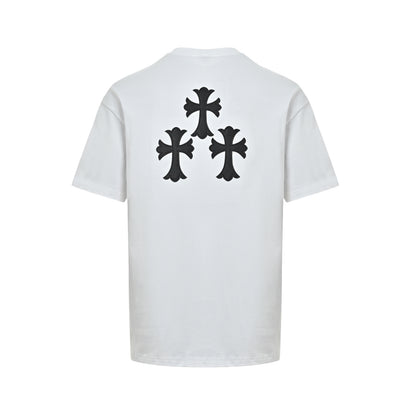 Chrome Hearts Men's White Cotton T-Shirt - Classic Banner Logo Crewneck Tee