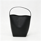 The Row Park Bucket Bag Large | 38cm Pebbled Calfskin Water Bucket Tote | Black Shoulder Bag