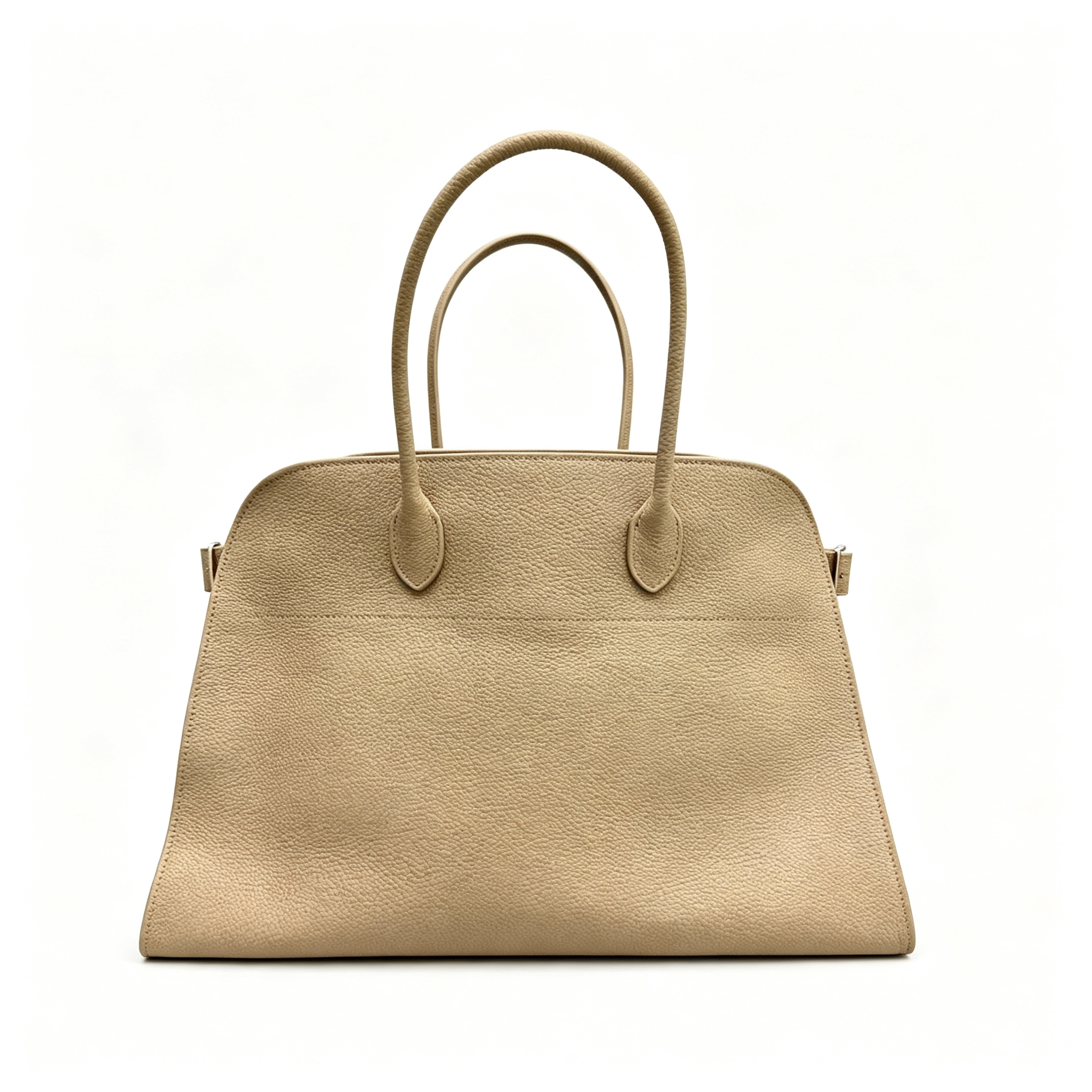 The Row Margaux 16 Large Tote Bag | 43cm Grained Calfskin Leather Handbag | Chalk White