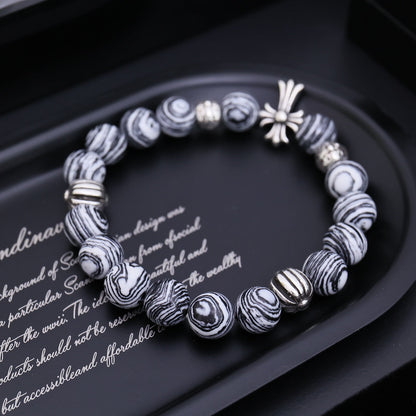 Chrome Hearts Black Onyx Beaded Bracelet