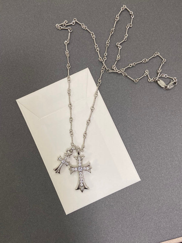 Chrome Hearts-Style Double Cross Necklace