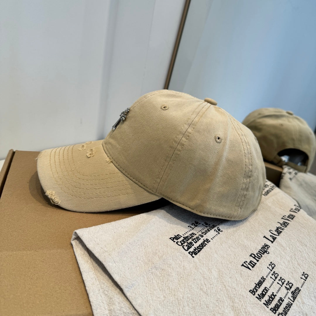 Chrome Hearts Khaki Washed, Distressed Baseball Cap