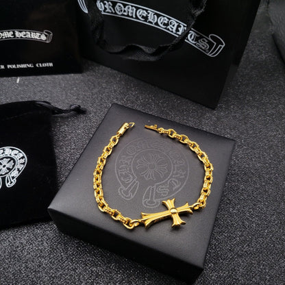 Chrome Hearts 22K Gold Large Cross Bracelet