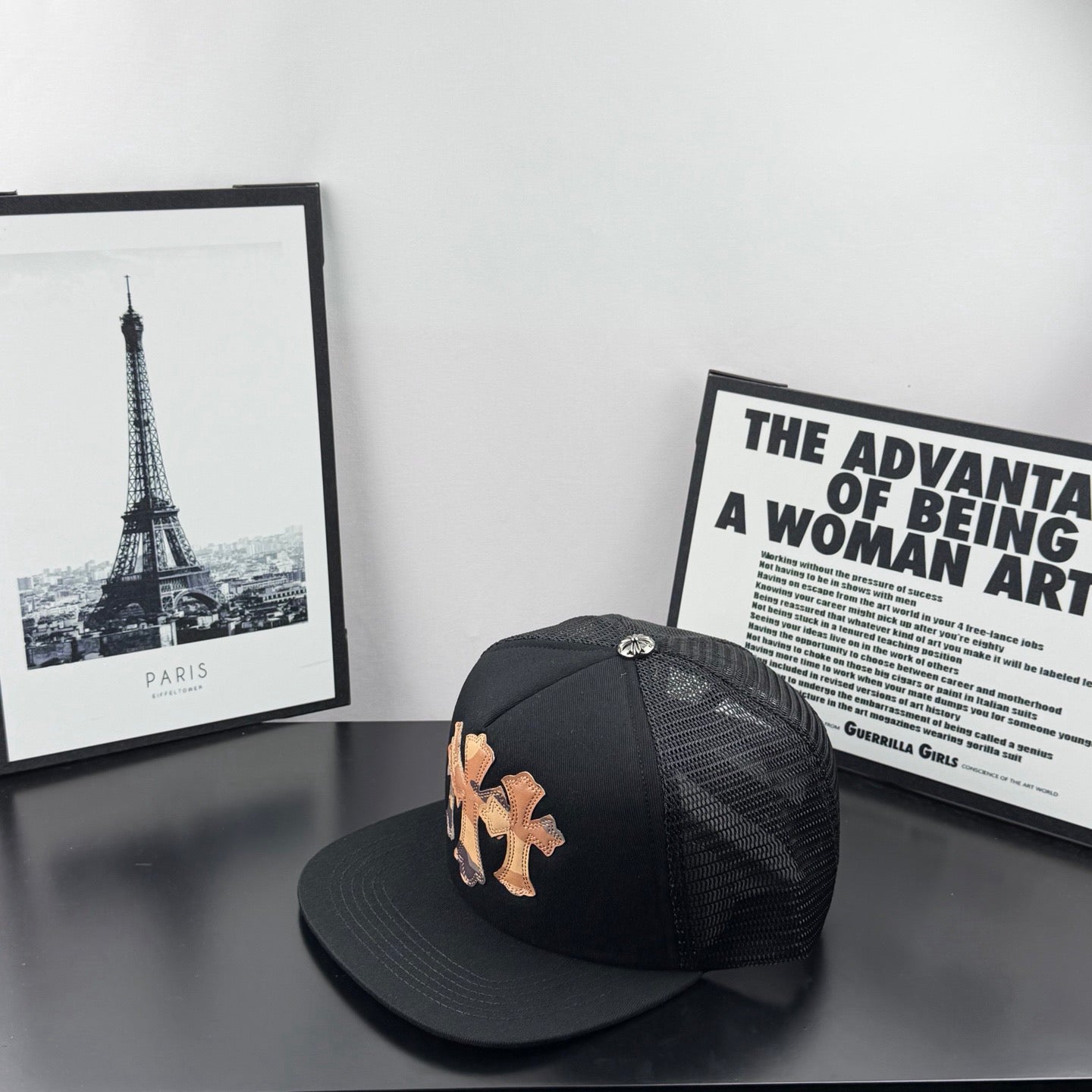Chrome Hearts Black Camouflage 30-Cross Leather-Patch Mesh Trucker Hat