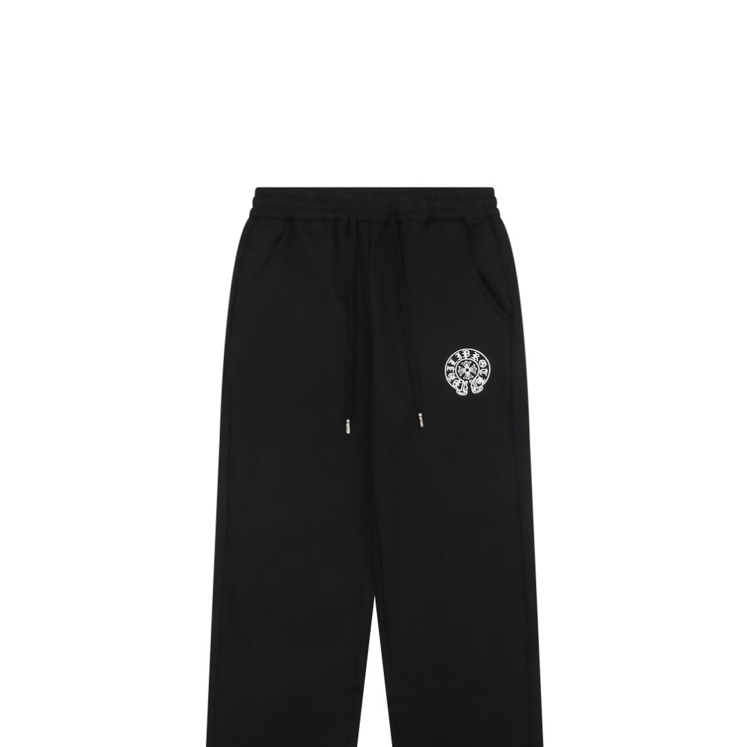 Chrome Hearts "Sanskrit Horseshoe" Embroidered Straight-Leg Sweatpants