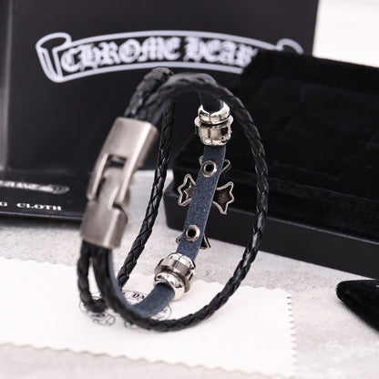 Chrome Hearts' Classic Double-Layer Leather Bracelet