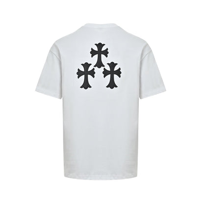 Chrome Hearts Gothic Font Scroll Print White Cotton T-Shirt | Streetwear Short Sleeve Tee